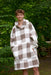 Brown Checkered Lite Adult Hoodie Blanket