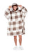 Brown Checkered Lite Adult Hoodie Blanket