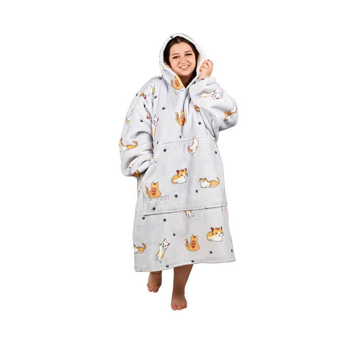 Cats Printed Design Adult Hooded Blanket