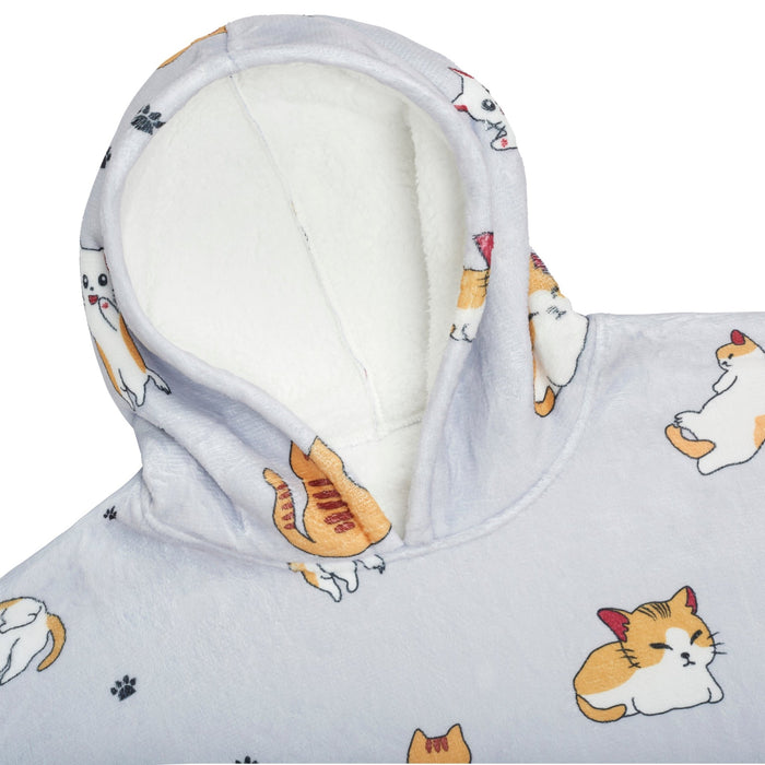 Cats Printed Design Adult Hooded Blanket