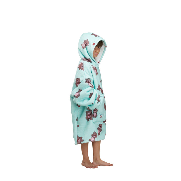 Kids Cute Bear Printed Hooded Blanket