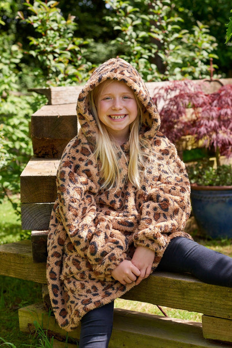 Kids Leopard Print Lite Hoodie Blanket