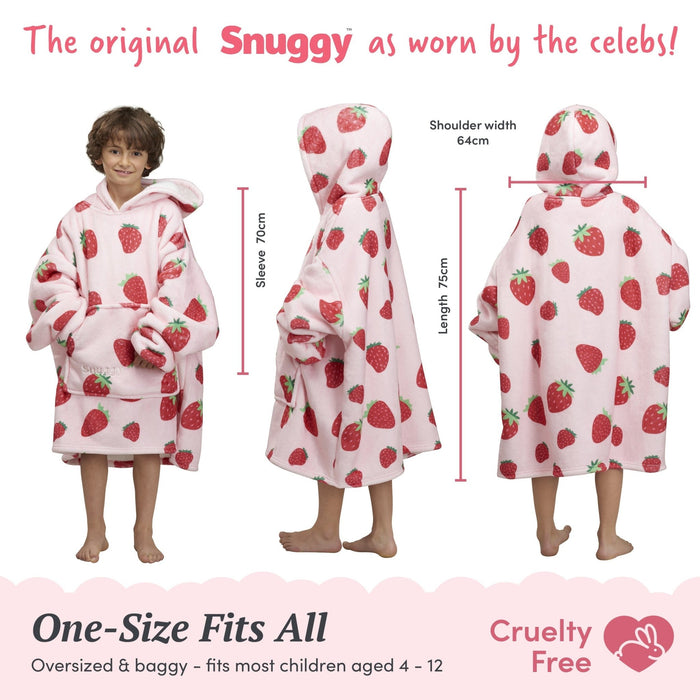 Kids Strawberry Printed Hooded Blanket