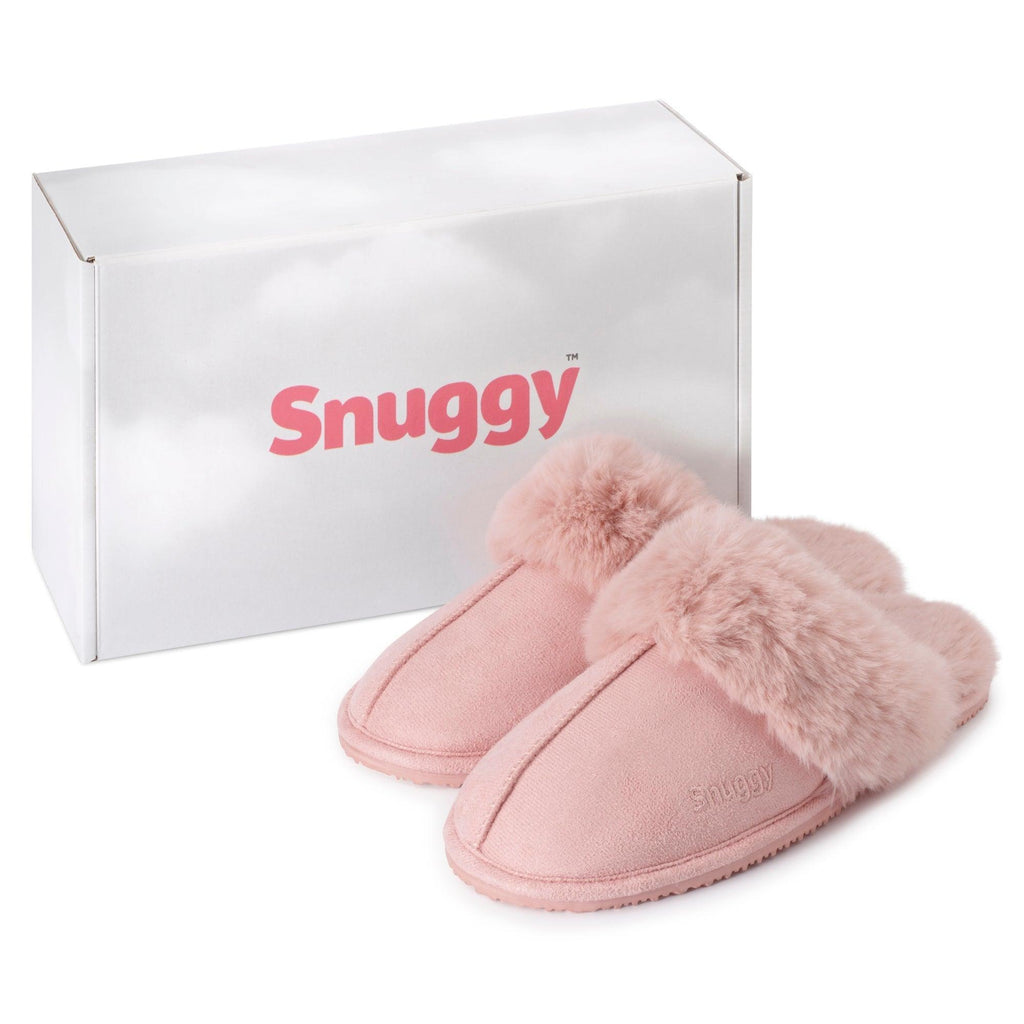 Pink Fluffy Women's Suede Mule Slippers